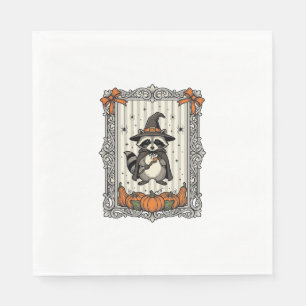 Halloween Wasbeer Heks Pompoen Vintage Schattig_1 Servet