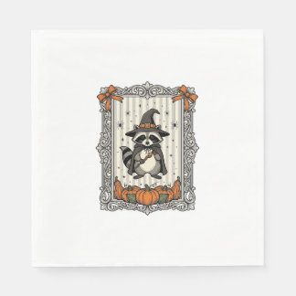 Halloween Wasbeer Heks Pompoen Vintage Schattig_1 Servet