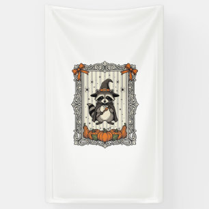 Halloween Wasbeer Heks Pompoen Vintage Schattig_1 Spandoek