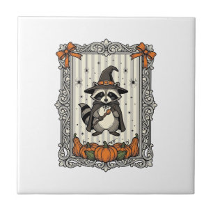 Halloween Wasbeer Heks Pompoen Vintage Schattig_1 Tegeltje