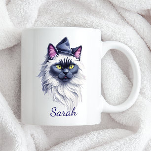 Halloween waterverf birman cat in heks pet tweekleurige koffiemok