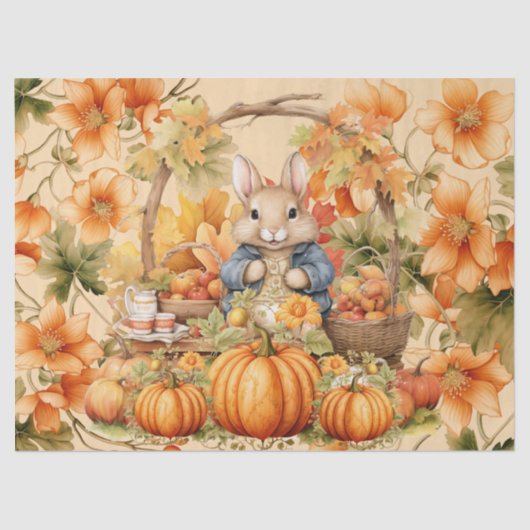 Halloween Waterverf Bunny & Pumpkins Decoupage Tissuepapier (Voorkant)