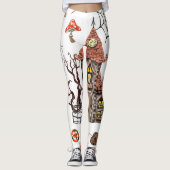 Halloween Waterverf: Haunted House Pattern. Leggings (Voorkant)