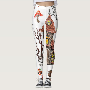 Halloween Waterverf: Haunted House Pattern. Leggings