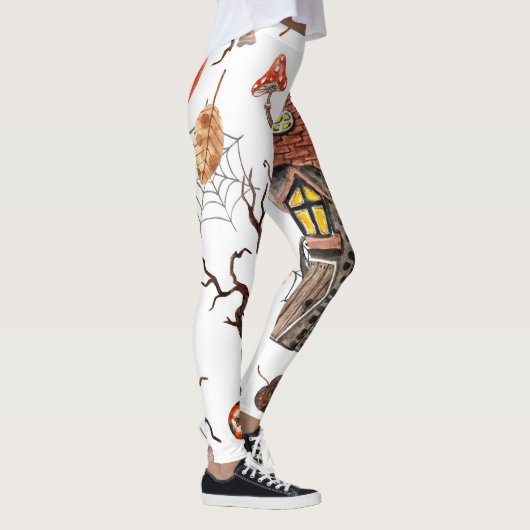Halloween Waterverf: Haunted House Pattern. Leggings (Rechts)