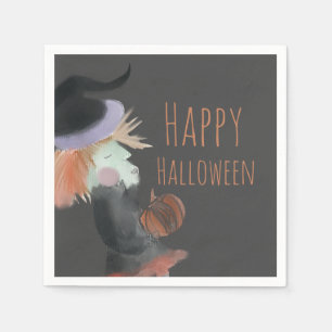 Halloween Waterverf Hekserij Pompoen Servet