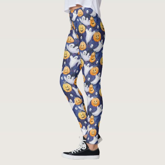 Halloween Waterverf Patroon Leggings (Links)