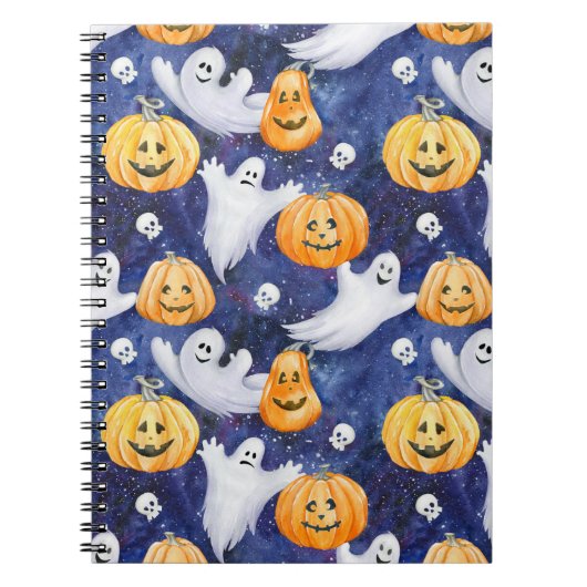 Halloween Waterverf Patroon Notitieboek (Voorkant)
