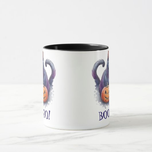 Halloween waterverf zwart met pompoen mok (Midden)