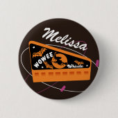 Halloween Wax Snoep Witch Fluitje + Naam Ronde Button 5,7 Cm (Voorkant)