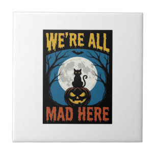 Halloween We Waren Allemaal Gek Hier Maan Kat Pomp Tegeltje