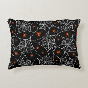 Halloween web en spinnen achtergrond. accent kussen