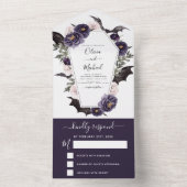 Halloween Wedding Autumn Herfst Donker Paars All In One Uitnodiging (Binnen)