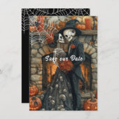 Halloween Wedding Flat Save The Date Kaart (Voorkant / Achterkant)