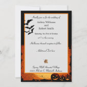 Halloween Wedding Invitation Flat Kaart Spooky Bat (Voorkant)