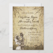 Halloween Wedding Invitation with Skeleton Couple Kaart (Voorkant)