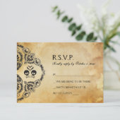 Halloween Wedding RSVP - Skull & Crossbones (Staand voorkant)