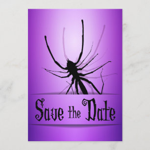 Halloween Wedding Save the Date Kaart Paarse Spide