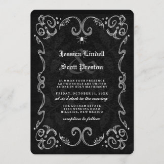 Halloween Wedding Zwart Gotisch GESTREEPT TERUG Kaart