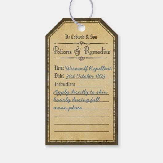 Halloween weerwolf afweermiddel labels cadeaulabel (Voorkant)