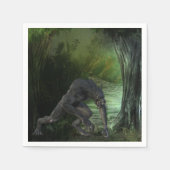 Halloween weerwolf donker bos servet (Voorkant)