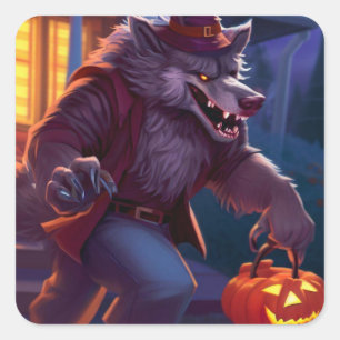 Halloween/weerwolf/herfst/herfst Vierkante Sticker