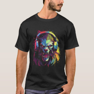 Halloween weerwolf monster en hoofdtelefoon RAD Po T-shirt