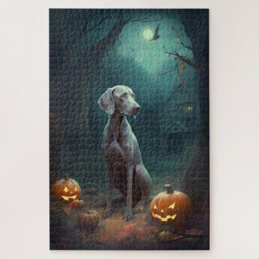 Halloween Weimaraner met pompoenen eng Legpuzzel (Verticaal)