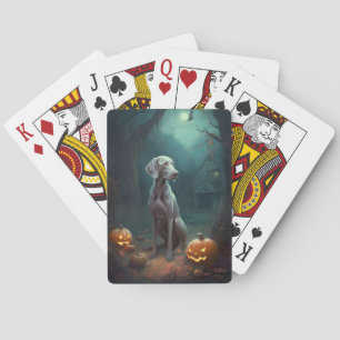 Halloween Weimaraner met pompoenen eng Pokerkaarten