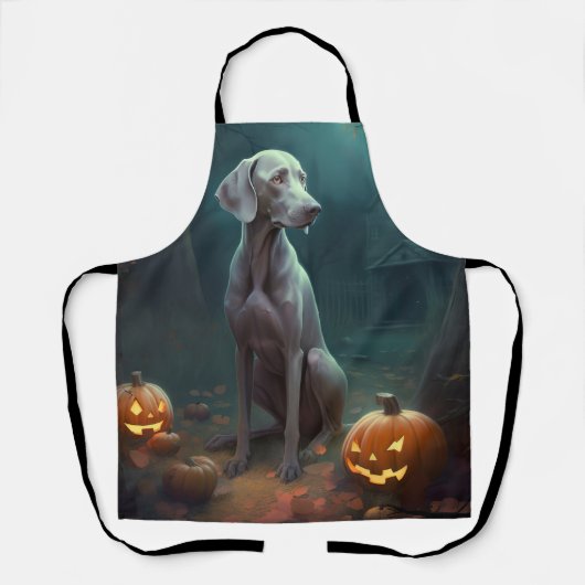 Halloween Weimaraner met pompoenen eng Schort (Voorkant)