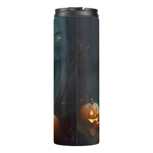 Halloween Weimaraner met pompoenen eng Thermosbeker (Achterkant)