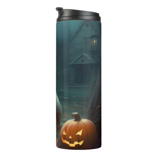 Halloween Weimaraner met pompoenen eng Thermosbeker (Geroteerd rechts)