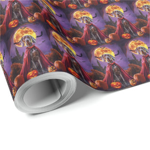 Halloween Weimaraner Vampier Pompoenen Griezelen Cadeaupapier