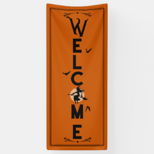 Halloween Welkom   Lengte Oranje heks Spandoek