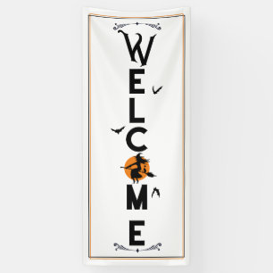 Halloween Welkom Spookige lange voordeur Spandoek