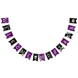 Halloween Welkom Stervelingen Zwart Paarse Vlaggetjes