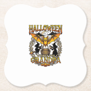 Halloween Wensen Opa Vleermuis Heksen Ketel_1 Kartonnen Onderzetters
