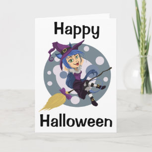 Halloween Wenskaart/Cute Witch Kaart