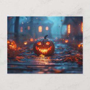 Halloween wenskaart griezelige pompoen briefkaart