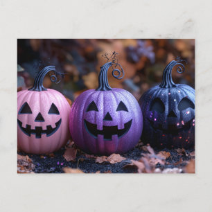 Halloween wenskaart griezelige pompoen briefkaart