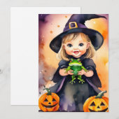 Halloween Wenskaart Leuke kleine heks Feestdagenkaart (Voorkant / Achterkant)