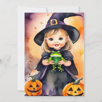 Halloween Wenskaart Schattige Heks Feestdagenkaart