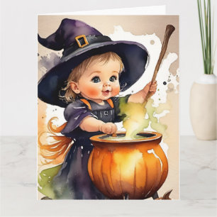 Halloween Wenskaart Schattige Heks Kaart