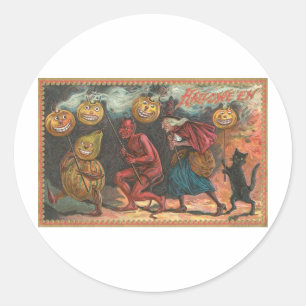 Halloween Wenskaarten Klassieke Posters Ronde Sticker