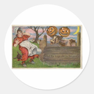 Halloween Wenskaarten Klassieke Posters Ronde Sticker