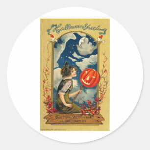 Halloween Wenskaarten Klassieke Posters Ronde Sticker