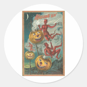 Halloween Wenskaarten Klassieke Posters Ronde Sticker