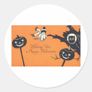 Halloween Wenskaarten Klassieke Posters Ronde Sticker