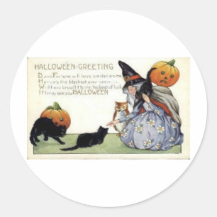 Halloween Wenskaarten Klassieke Posters Ronde Sticker