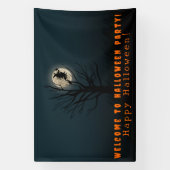 Halloween wenst heks maan boom spandoek (Verticaal)